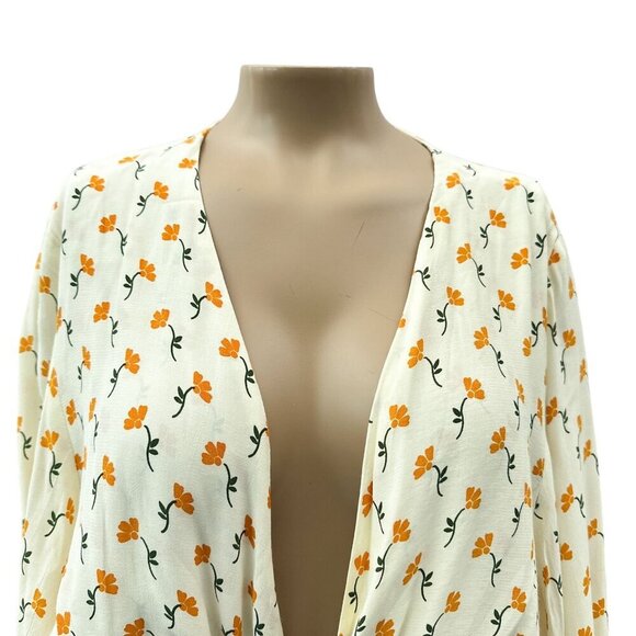 Faithfull The Brand Tie Waist‎ La Guardia Crop Top Marje Orange Floral Womens 4 - Picture 15 of 16